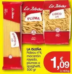 CashDiplo La isleña - fideos no4, macarron rayado, plumas o spaghetti oferta