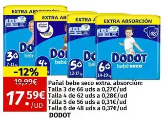 Maskom Supermercados Dodot - pañal bebe seco extra oferta