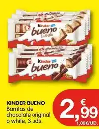 CashDiplo Kinder - bueno barritas de chocolate original o white oferta