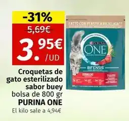 Maskom Supermercados Purina one - croquetas de gato esterilizado sabor buey oferta