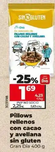 Dia Gran dia - pillows rellenos con cacao y avellana sin gluten oferta