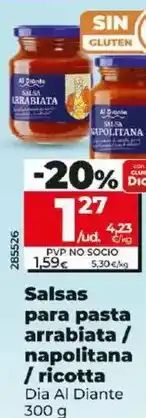Dia Dia al diante - salsas para pasta arrabiata / napolitana / ricotta oferta