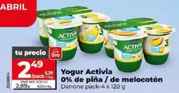 Dia Danone - yogur activia 0% de piña/de melocotón oferta