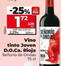 Dia Señorío de ondas - vino tinto joven d.o.ca. rioja oferta