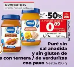 Dia Nestlé - puré sin sal añadida y sin gluten de hortalizas con ternera/de verduritas con pavo oferta