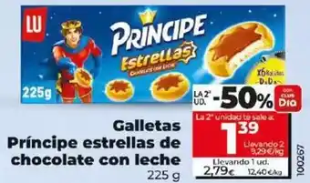 Dia Galletas príncipe estrellas de chocolate con leche oferta
