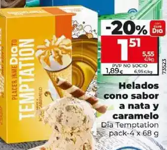 Dia Dia temptation - helados cono sabor a nata y caramelo oferta