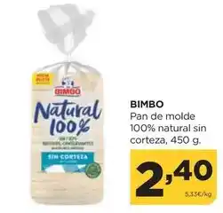 Alimerka Bimbo - pan de molde 100% natural sin corteza oferta