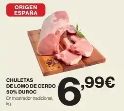 El Corte Inglés Origen - chuletas de lomo de cerdo 50% duroc oferta