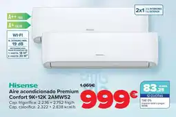 Carrefour Hisense - aire acondicionado premium confort 9k+12k 2amw52 oferta