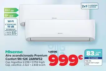 Carrefour Hisense - aire acondicionado premium confort 9k+12k 2amw52 oferta