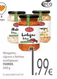 Valvi Supermercats Ferrer - mongetes, cigrons o llenties ecologiques oferta