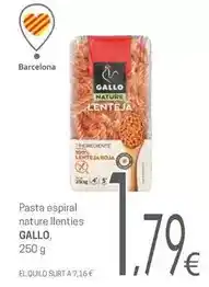 Valvi Supermercats Gallo - pasta espiral nature llenties oferta