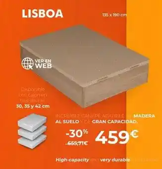Mi Colchón Increible canape abatible de madera al suelo y de gran capacidad oferta