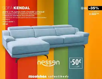 Mi Colchón Sofa kendal/ sofa 3 plazas con chaise longue oferta