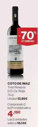 El Corte Inglés Coto de imaz - tinto reserva d.o. ca. rioja oferta
