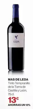 El Corte Inglés Mas - tinto tempranillo de la tierra de castilla y león oferta