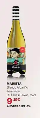 El Corte Inglés Marieta - blanco albarino semiseco d.o. risa baixas oferta