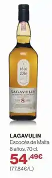 El Corte Inglés Lagavulin - escoces de malta 8 años oferta