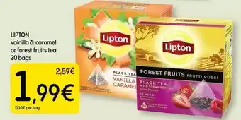 Dialprix Lipton - vainilla & caramel or forest fruits tea 20 bags oferta