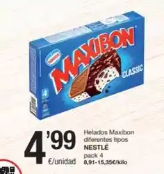 SPAR Fragadis Nestlé - helados maxibon diferentes tipos oferta
