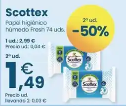 Clarel Scottex - papel higienico humedo fresh oferta