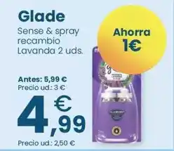 Clarel Glade - sense & spray recambio lavanda oferta