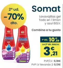 Clarel Somat - lavavajillas gel todo en 1 limón y azul oferta