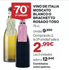 El Corte Inglés Moscato - vino de italia blanco o brachetto rosado toso oferta