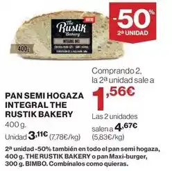 El Corte Inglés The rustik bakery - pan semi hogaza integral oferta