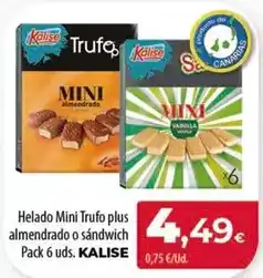 Spar Tenerife Kalise - helado mini trufo plus almendrado o sándwich pack 6 uds oferta