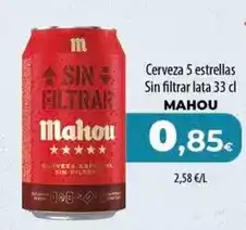 Spar Tenerife Mahou - cerveza 5 estrellas sin filtrar lata oferta