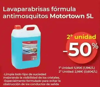 MotorTown Motortown - lavaparabrisas fórmula antimosquitos 5l oferta