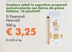 NaturaSí Crackers salati in superficie preparati esclusivamente con farina da grano italiano. 16 pacchetti oferta