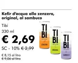 NaturaSí Kefir d'acqua allo zenzero, original, al sambuco oferta