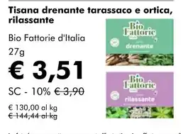 NaturaSí Tisana drenante tarassaco e ortica, rilassante oferta
