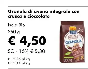 NaturaSí Granola di avena integrale con crusca e cioccolato oferta