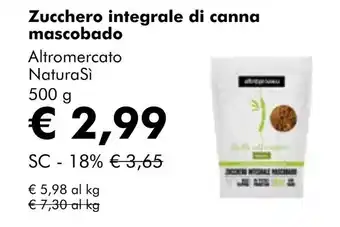 NaturaSí Zucchero integrale di canna mascobado oferta