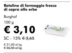 NaturaSí Rotolino di formaggio fresco di capra alle erbe oferta