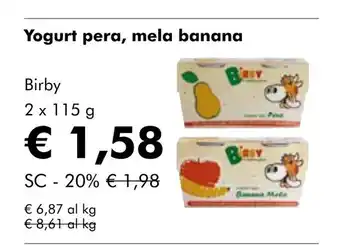 NaturaSí Yogurt pera, mela banana oferta
