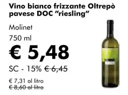 NaturaSí Vino bianco frizzante Oltrepò pavese DOC riesling oferta