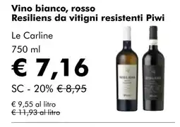 NaturaSí Vino bianco, rosso Resiliens da vitigni resistenti Piwi oferta