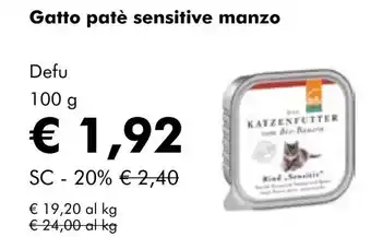 NaturaSí Gatto patè sensitive manzo oferta