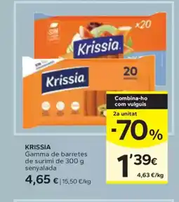 Caprabo KRISSIA Gamma de barretes de surimi oferta
