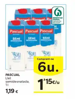 Caprabo PASCUAL Llet semidesnatada, oferta