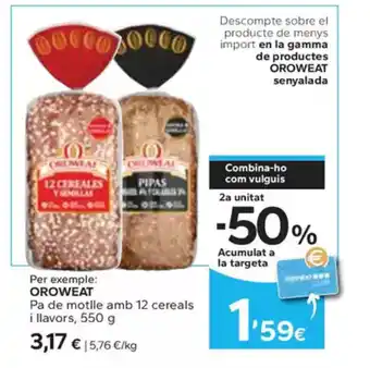 Caprabo OROWEAT Pa de motlle amb 12 cereals oferta
