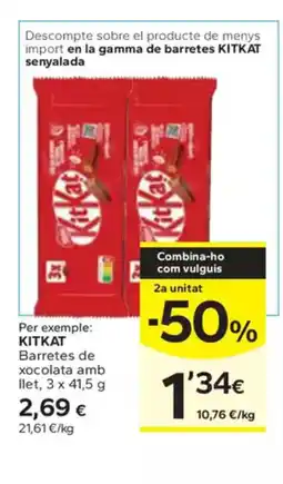 Caprabo KITKAT Barretes de xocolata amb llet oferta