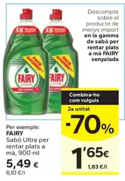 Caprabo FAIRY Sabó Ultra per rentar plats a mȧ oferta