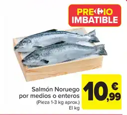 Carrefour Salmón Noruego por medios o enteros oferta