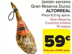 Carrefour ALTORREAL Jamón serrano Gran Reserva Duroc oferta